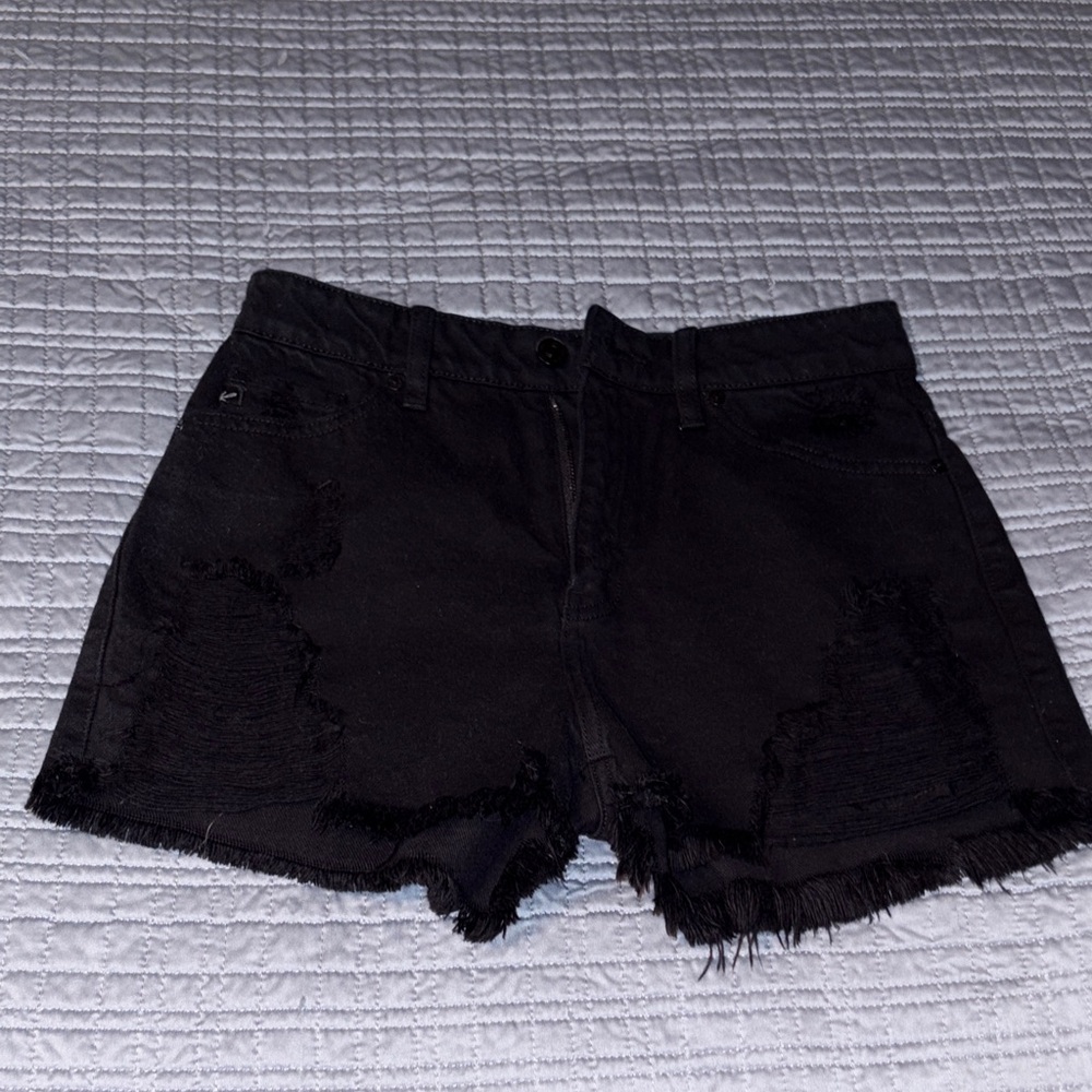 KanCan Black Frayed Jean Shorts